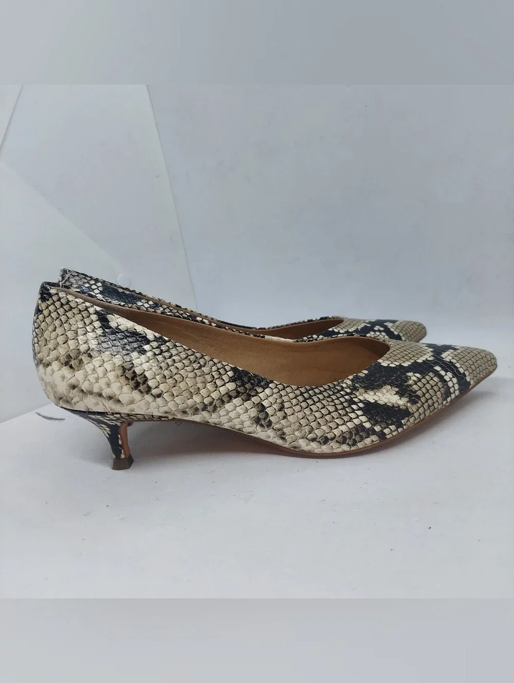 Vionic Josie Snake Pointed Toe Kitten Heel Pumps Casual Shoes Womens Size 8.5